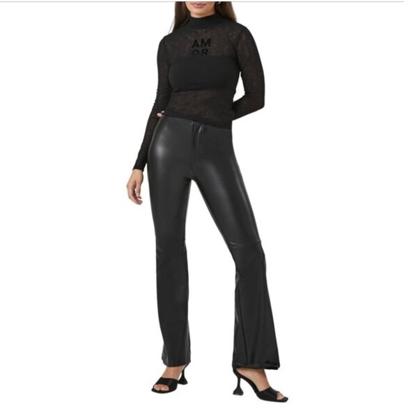 Forever 21 Ribbed “AMOR” Mock Neck Top – Black Small NWT - Picture 2 of 7